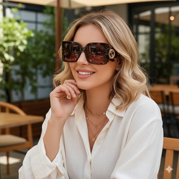 NIB Authentic GUCCI OVERSIZED SUNGLASSES - Picture 1 of 4
